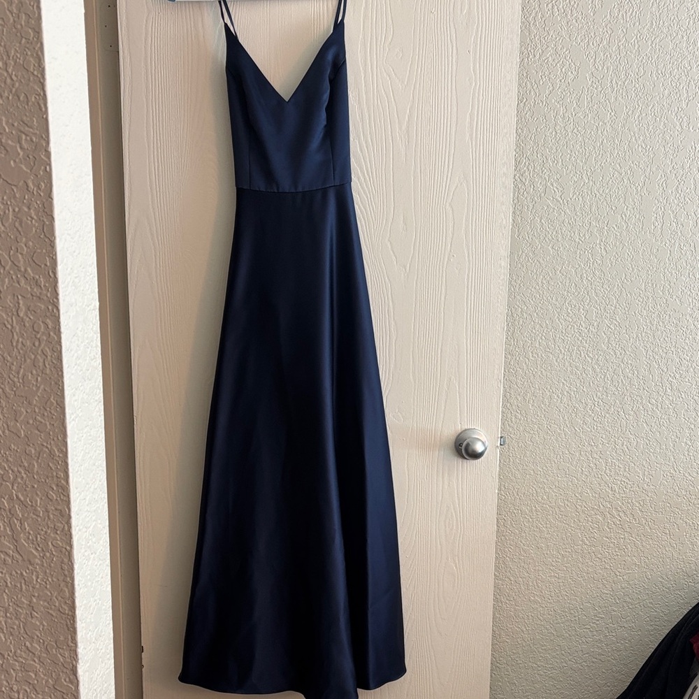 David's Bridal Navy Bridesmaids Dress